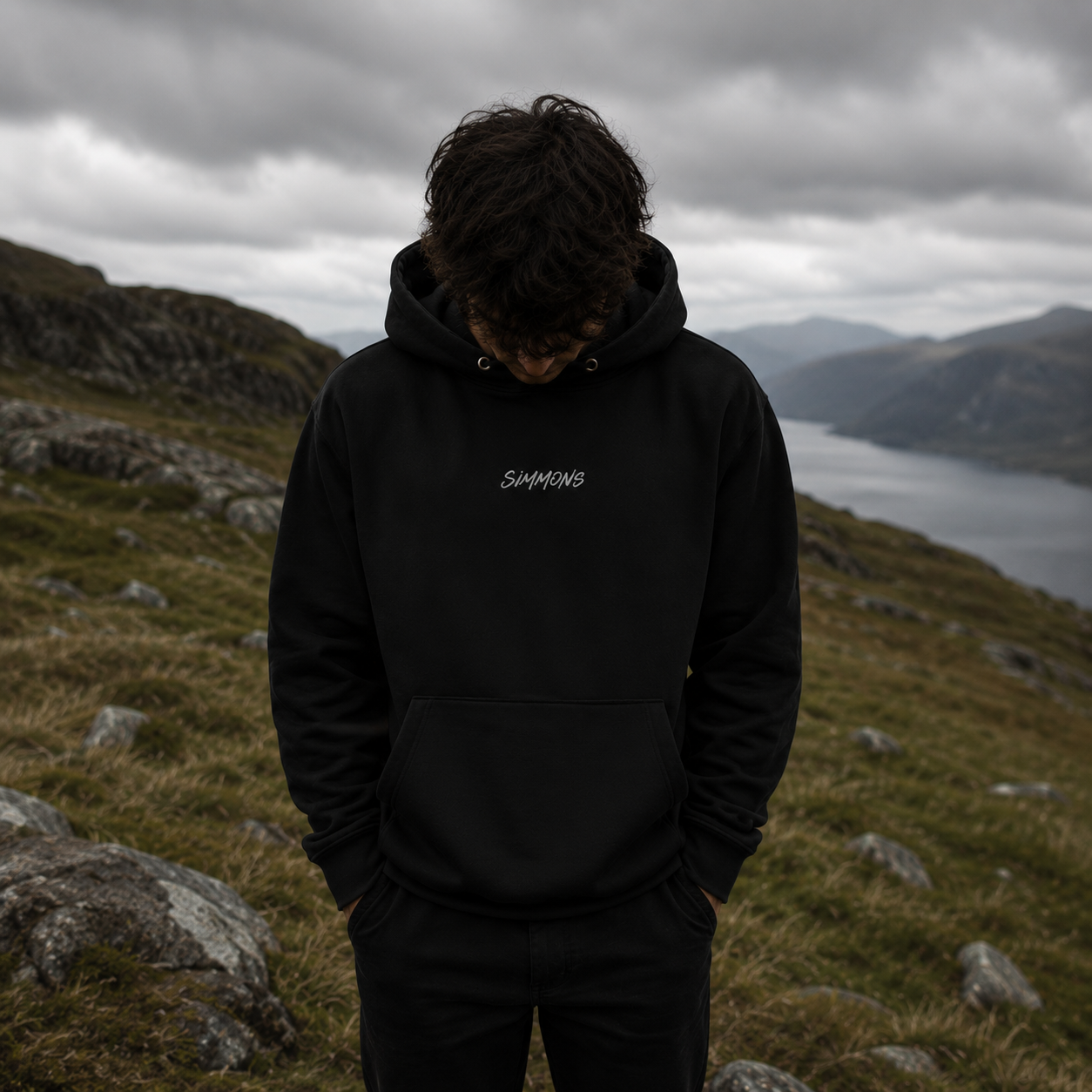 Classic Embroidered Simmons Hoodie (Black)