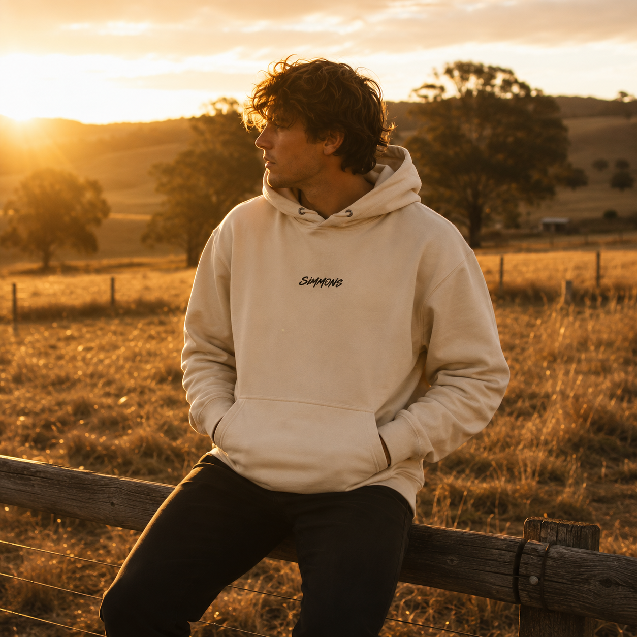 Classic Embroidered Simmons Hoodie (Sand)