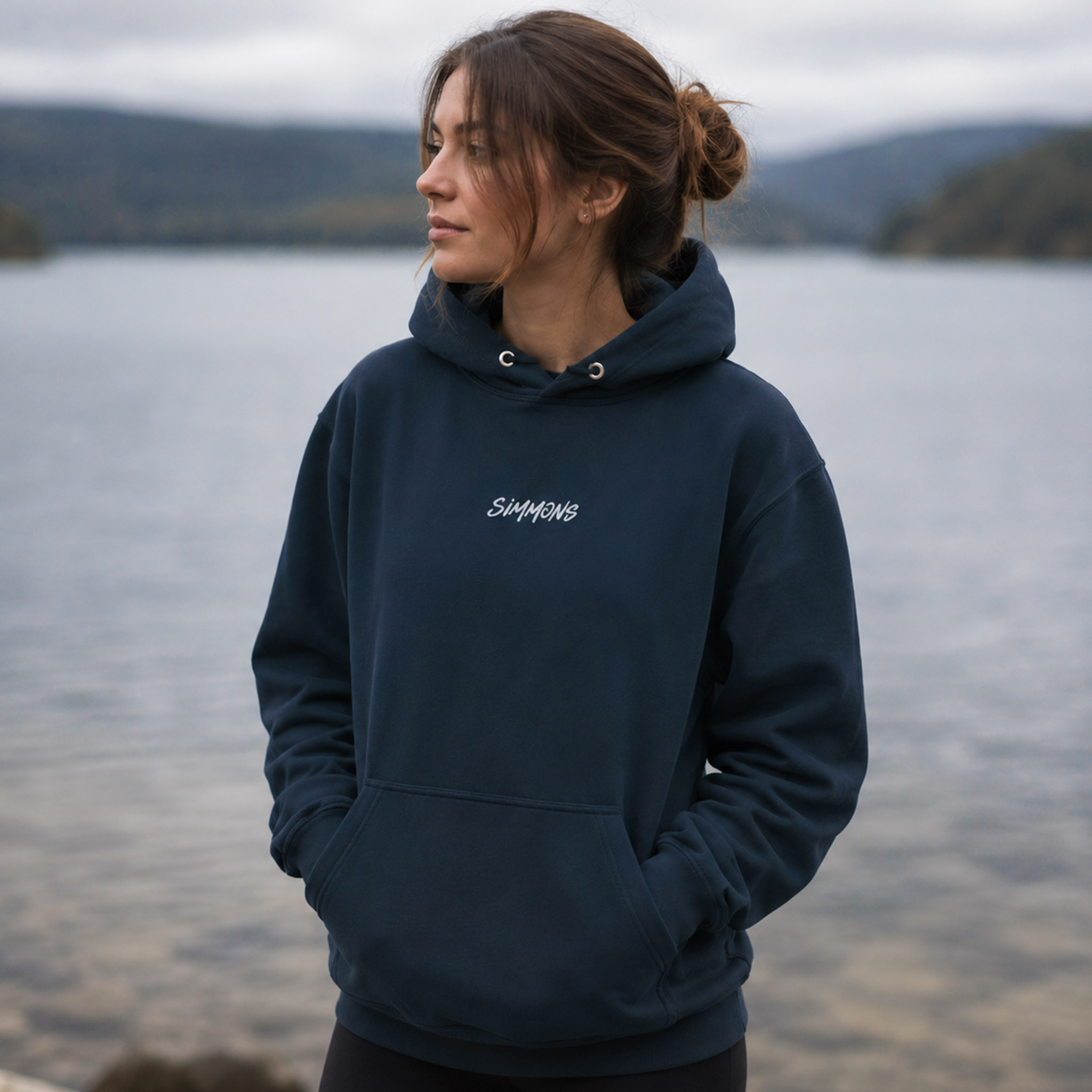 Classic Embroidered Simmons Hoodie (Navy)